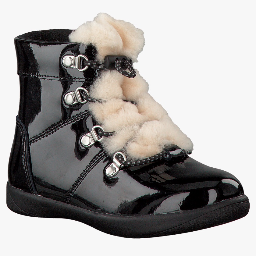 Gorgeous Black Patent Leather Ugg Winter Boots With Sherpa Detail